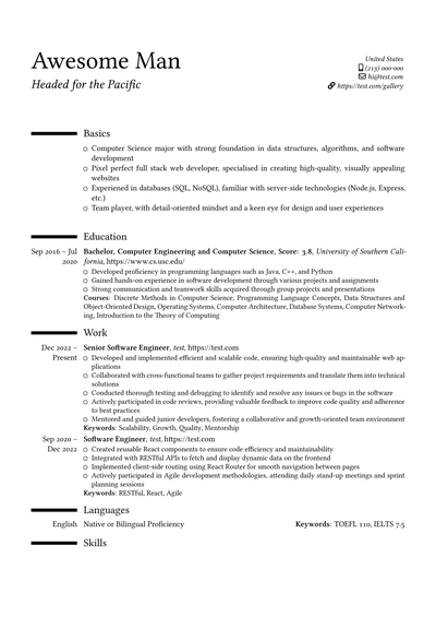 Classic template preview